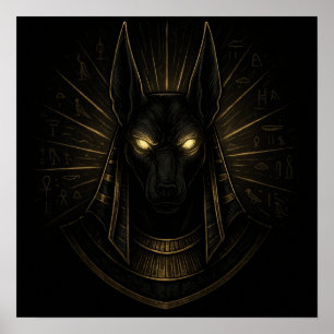 Anubis God of the Afterlife Gold Egyptian Art Poster