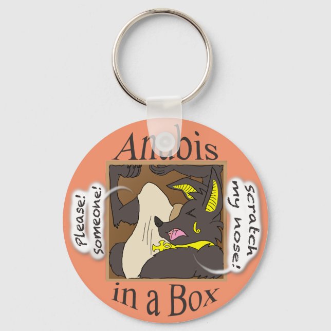 Anubis In a Box (Closed Eyes) Key Ring (Front)