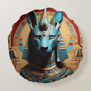 Anubis power and majesty of ancient mythology round cushion
