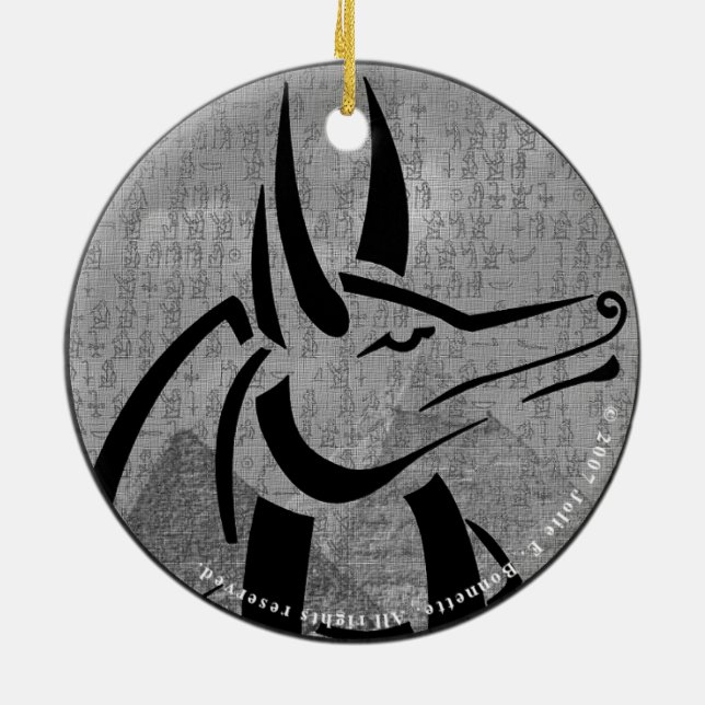 Anubis Premium Round Ceramic Ornament (Back)
