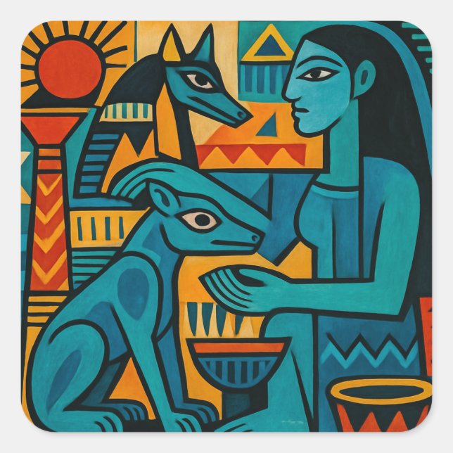 Anubis Priestess Geometric Premium Sticker (Front)