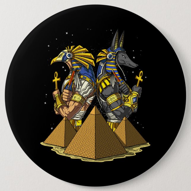 Anubis Ra Egyptian Gods Ancient Pyramids Mythology 6 Cm Round Badge (Front)