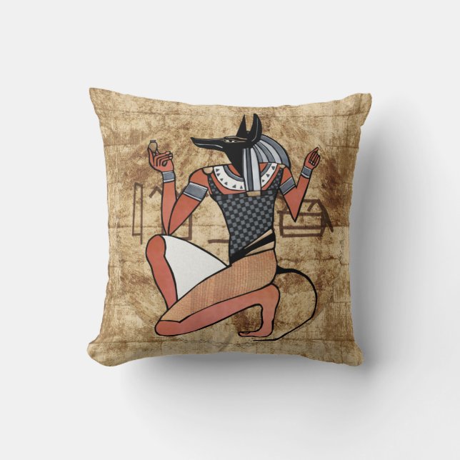 Anubis The Guardian Egyptian Cushion (Front)
