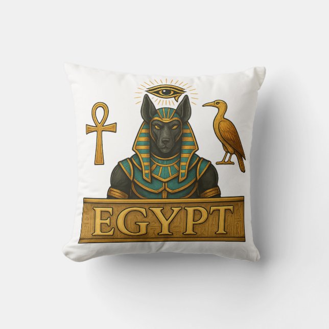 Anubis & Thoth | Egyptian Symbols - Throw Pillow (Front)