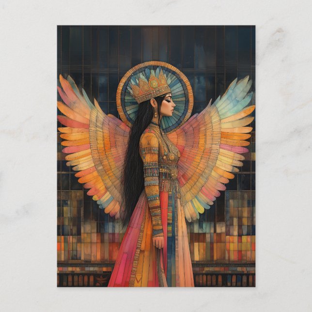 Anunnaki Star Goddess Inanna Abstract Mosaic Art Postcard (Front)