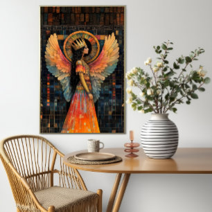 Anunnaki Star Goddess Inanna Abstract Mosaic Art Poster