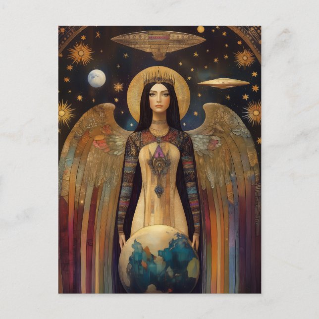 Anunnaki Star Goddess Ishtar Abstract Surreal Art Postcard (Front)