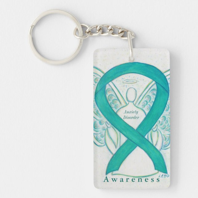 Anxiety Disorder Angel Awareness Ribbon Keychain (Front)