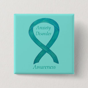 Anxiety Disorder Awareness Custom Teal Ribbon Pin