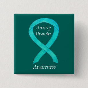 Anxiety Disorder Awareness Custom Teal Ribbon Pin