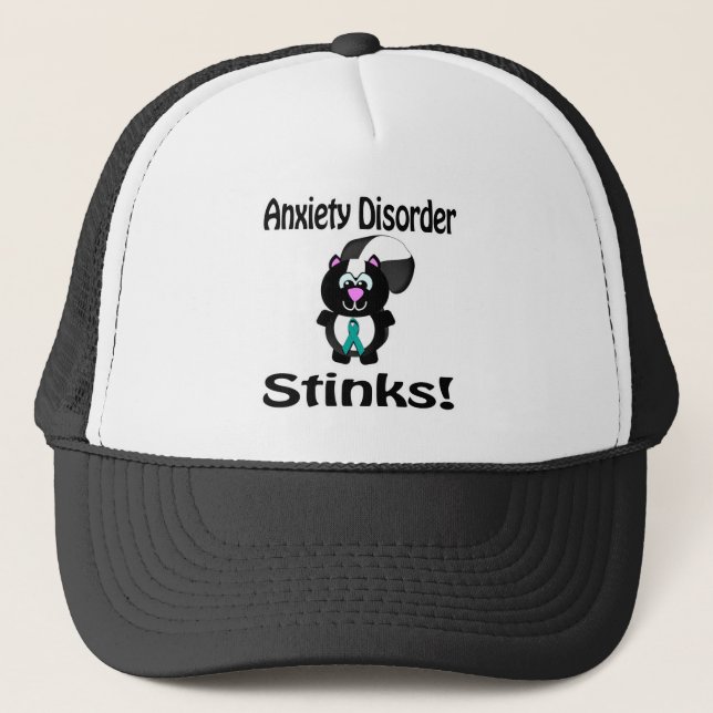 Anxiety Disorder Stinks Skunk Awareness Design Trucker Hat (Front)