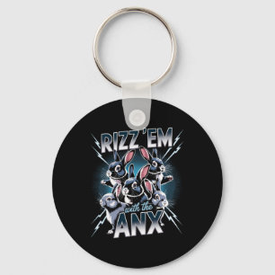 Anxiety Funny Mental Health Rabbit Rizz Em With An Key Ring