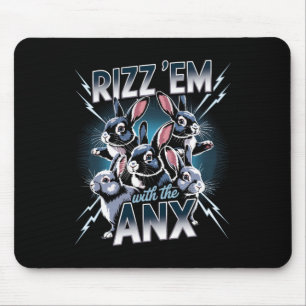 Anxiety Funny Mental Health Rabbit Rizz Em With An Mouse Pad