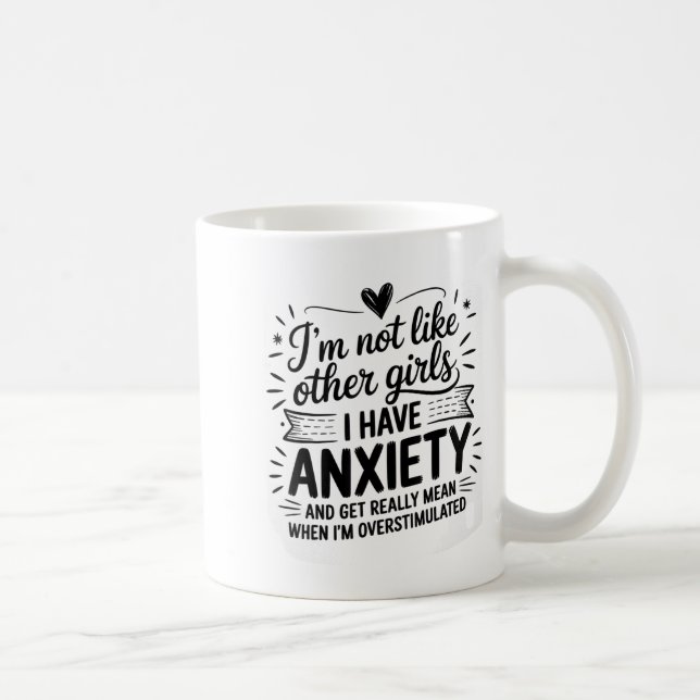 Anxiety Humor For Women With Overstimulation  Coffee Mug (Right)