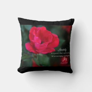 Anxiety  - Joy verse from Proverbs with Red Rose Cushion
