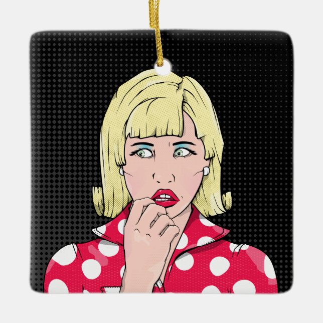 Anxiety Stress pop art Ceramic Ornament (Front)