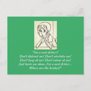 Anxiety Stressed woman cartoon green Postcard