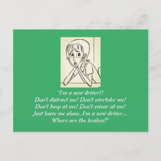 Anxiety Stressed woman cartoon green Postcard