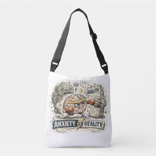 Anxiety vs Reality Funny Mental Health Humourous I Crossbody Bag