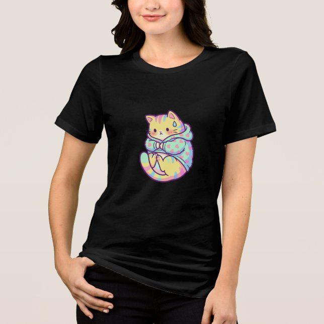 Anxious But Cute Cat Tri-Blend Shirt (Front)