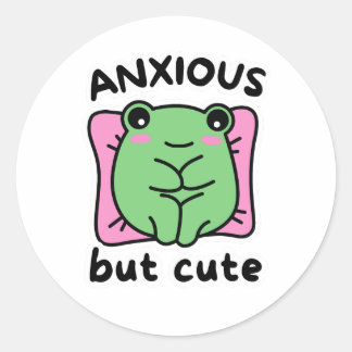 Anxious But Cute, Funny Anxious Frog Sticker