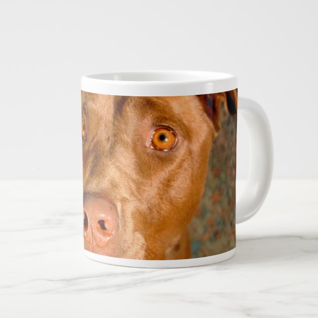 Anxious Chocolate Lab Pit Mix Dog Large Coffee Mug (Front Right)