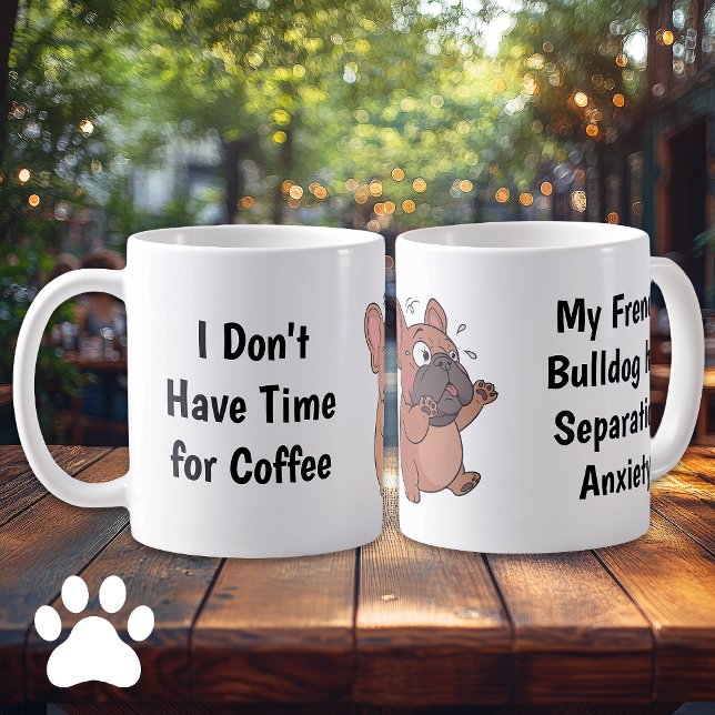 Anxious French Bulldog Cartoon Coffee Mug (French Bulldog Coffee Mug)