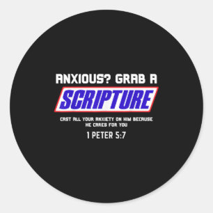 Anxious_ Grab Scripture Christian Mental Health Bi Classic Round Sticker