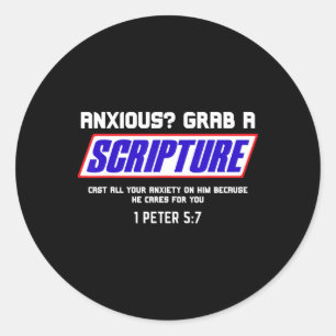 Anxious Grab Scripture Christian Mental Health Bib Classic Round Sticker