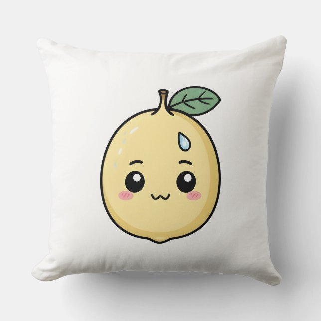 Anxious Lemon with a Sweat Drop Cushion (Front)