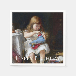 Anxious little mother Happy Birthday Napkin