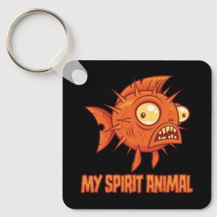 Anxious Quirky Blowfish Spirit Animal Key Ring
