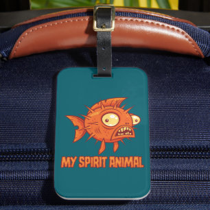 Anxious Quirky Blowfish Spirit Animal Luggage Tag