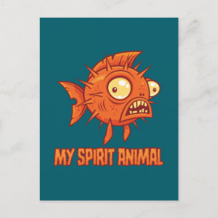 Anxious Quirky Blowfish Spirit Animal Postcard