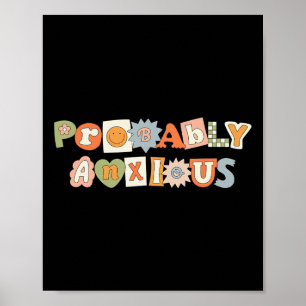 Anxious Retro Groovy Mental Health Awareness  Poster