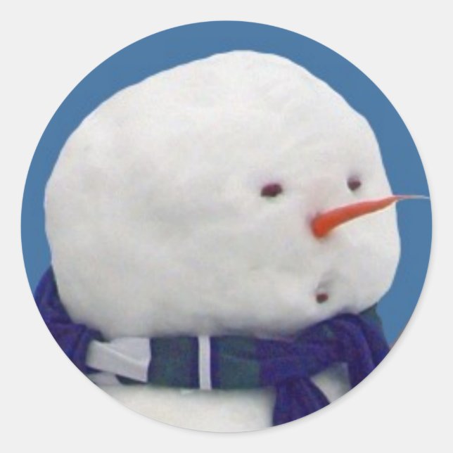 Anxious Snowman Selfie Classic Round Sticker (Front)