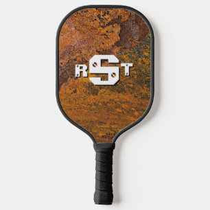 Any 3 Initial Letter Monogram Rusty Steel Plate Pickleball Paddle