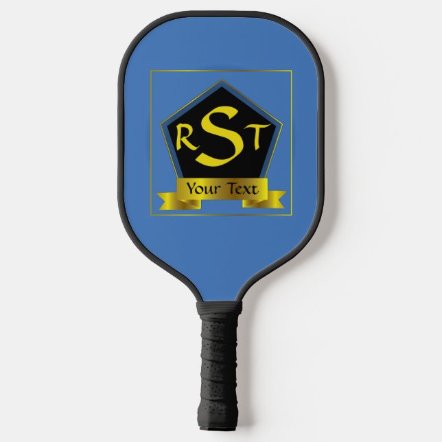 Any 3 Initial Letter Monogram Shield with Ribbon   Pickleball Paddle (Back)