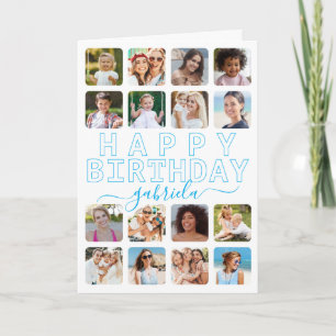 Any Age 16-Photo Collage Birthday Card – Modern Gr
