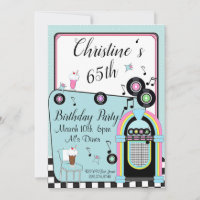 Any Age,1950's Diner Birthday Invitation