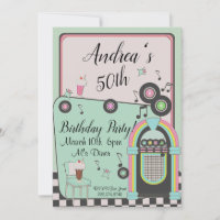 Any Age,1950's Diner Birthday Invitation