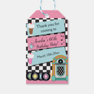 Any Age, 1950's Diner Birthday Thank You Gift Tags