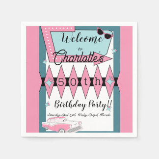 Any Age, 1950's Retro Birthday Napkin