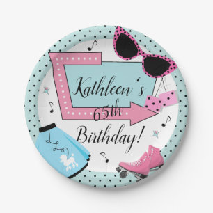 Any Age,1950's Retro Birthday Paper Plate
