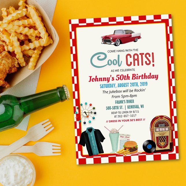ANY AGE - 1950's Retro Diner Birthday Invitation (Creator Uploaded)