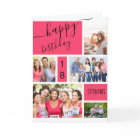 Any Age 5 Photo Collage Pink Personalised Birthday