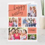 Any Age 5 Photo Collage Salmon Custom Birthday Card (Front)