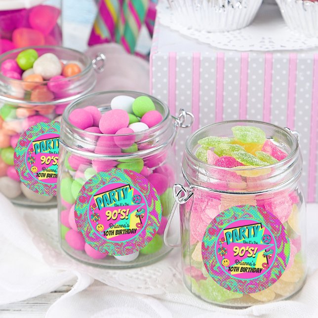 ANY AGE 90's birthday party personalised stickers (Creator Uploaded)