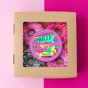 ANY AGE 90's birthday party pink thank you favour Classic Round Sticker
