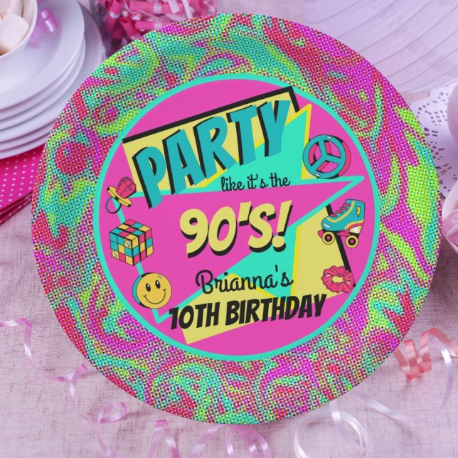 ANY AGE 90's party personalised plates (Creator Uploaded)